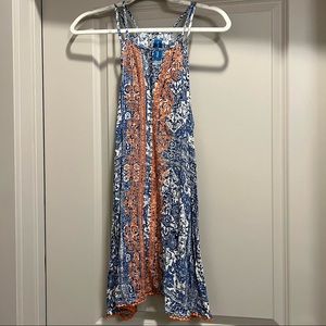 Blue and Orange Printed Dress, S